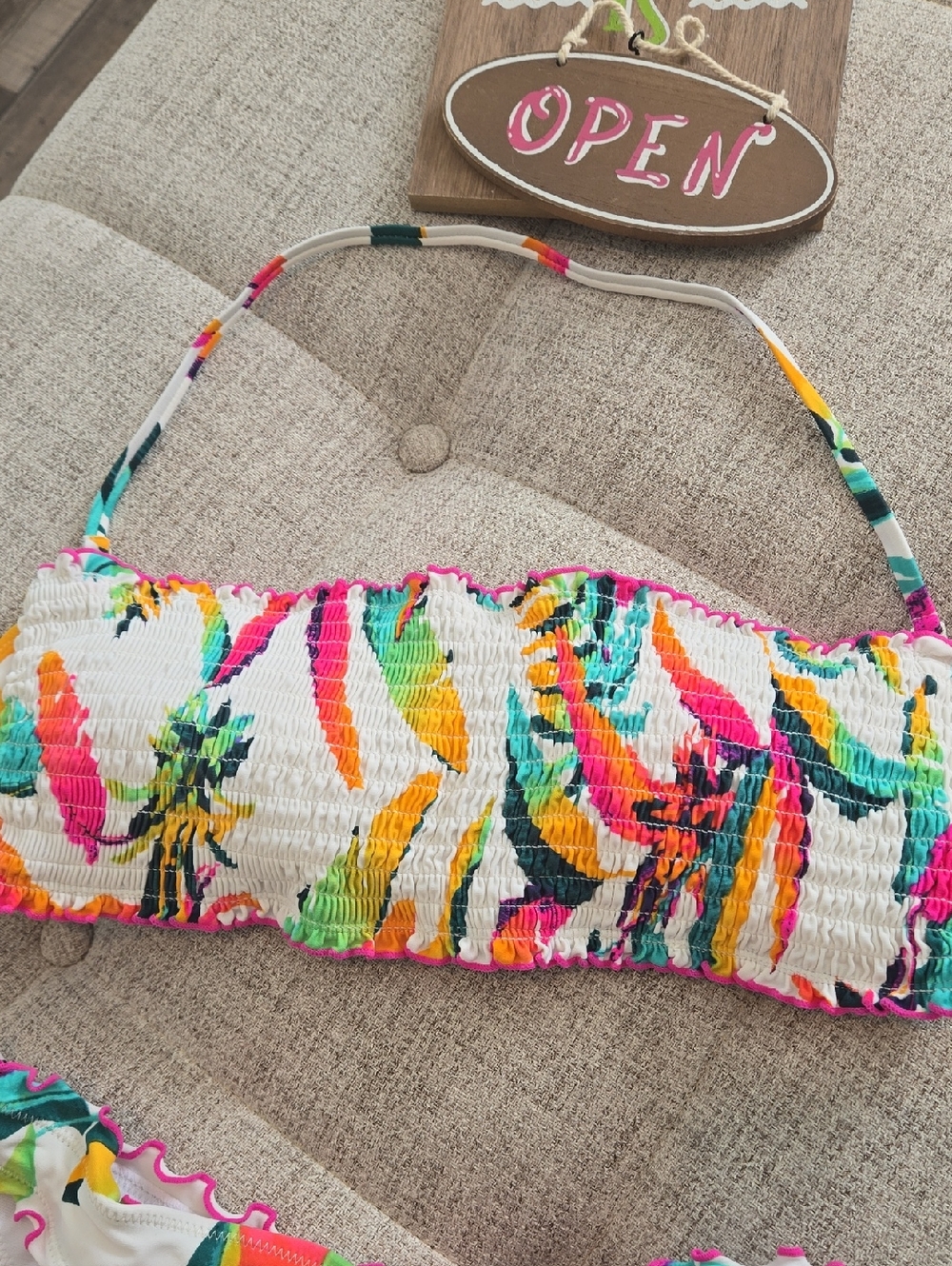 Hula Honey White Tropical Print Bikini - Picture 4 of 14